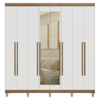 Guarda-Roupa Casal com Pés 8 Portas Batentes com Espelho Rustic/Branco/Rustic Venus Madesa