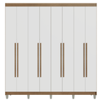 Guarda-Roupa Casal com Pés 8 Portas Batentes Rustic/Branco/Rustic Venus Madesa