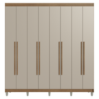Guarda-Roupa Casal com Pés 8 Portas Batentes Rustic/Crema/Rustic Venus Madesa