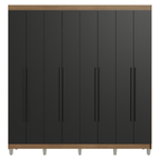 Guarda-Roupa Casal com Pés 8 Portas Batentes Rustic/Preto/Preto Venus Madesa