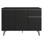 Balcão de Cozinha 120 cm 3 Portas 1 Gaveta Com Pés Preto Nice Madesa