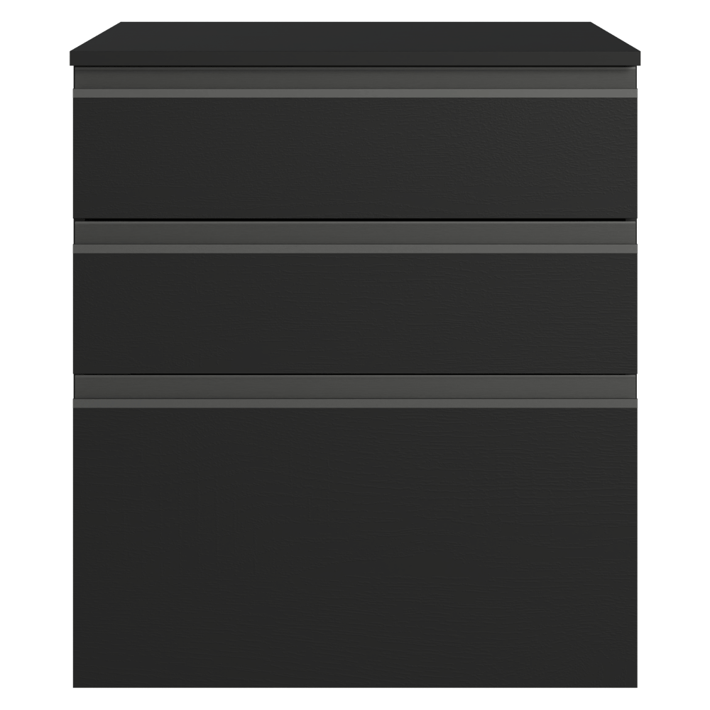 Balcão de Cozinha 60 cm 3 Gavetas Suspenso Preto Nice Madesa