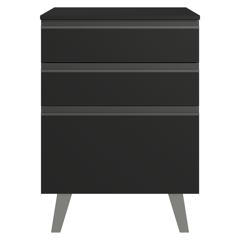 Balcão de Cozinha 60 cm 3 Gavetas Com Pés Preto Nice Madesa