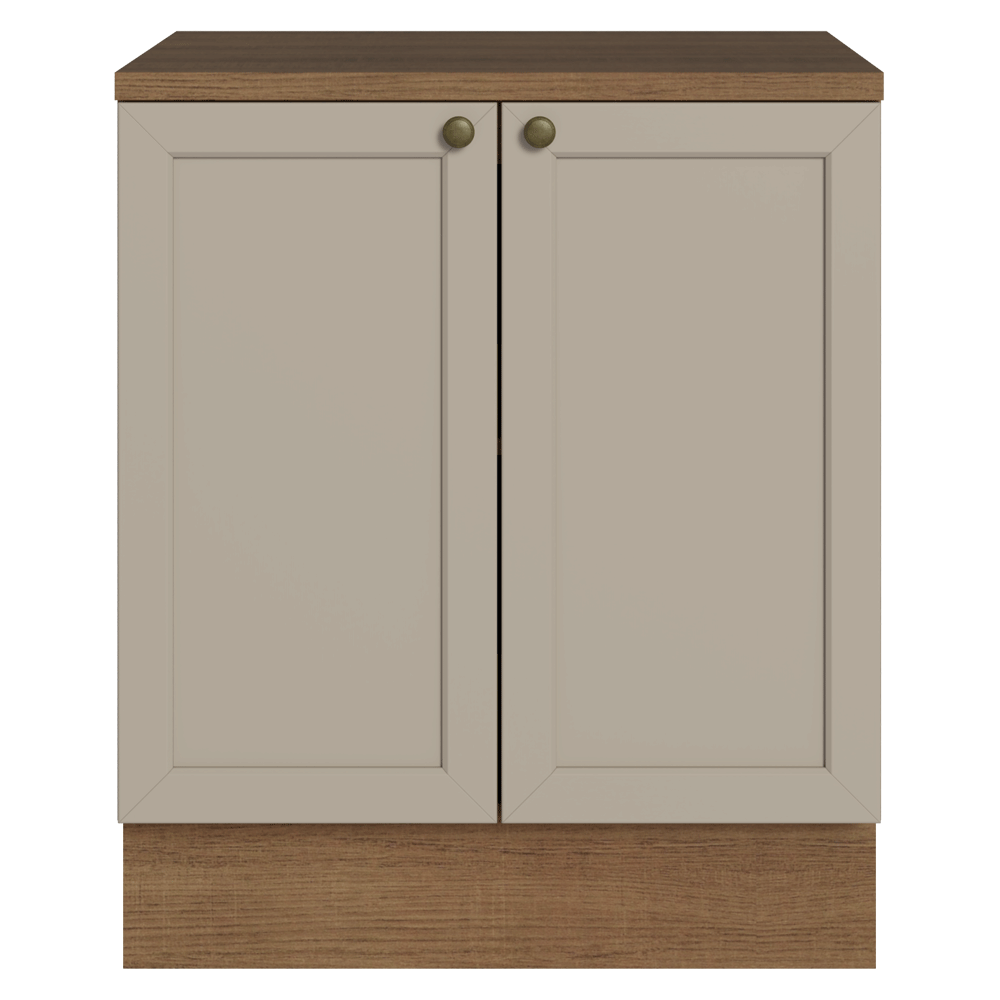 Balcão de Cozinha 70 cm 2 Portas Rustic/Crema Vik Madesa
