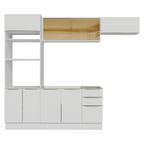 Armário de Cozinha Completa 270 x 60 cm Branco/Branco Veludo Lux Madesa 08