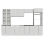 Armário de Cozinha Completa 340 x 60 cm Branco/Branco Veludo Lux Madesa 04