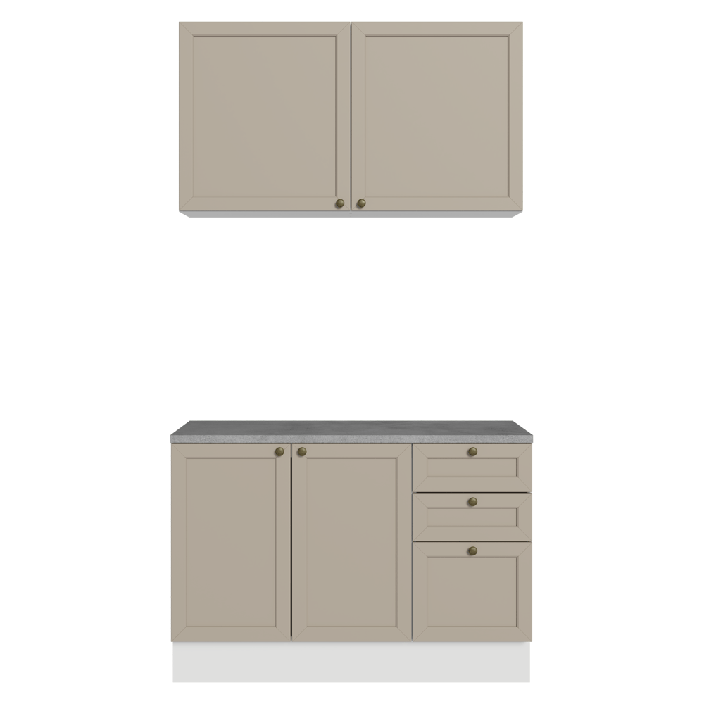 Armário de Cozinha Compacta 120 cm Branco/Crema Vik Madesa 01