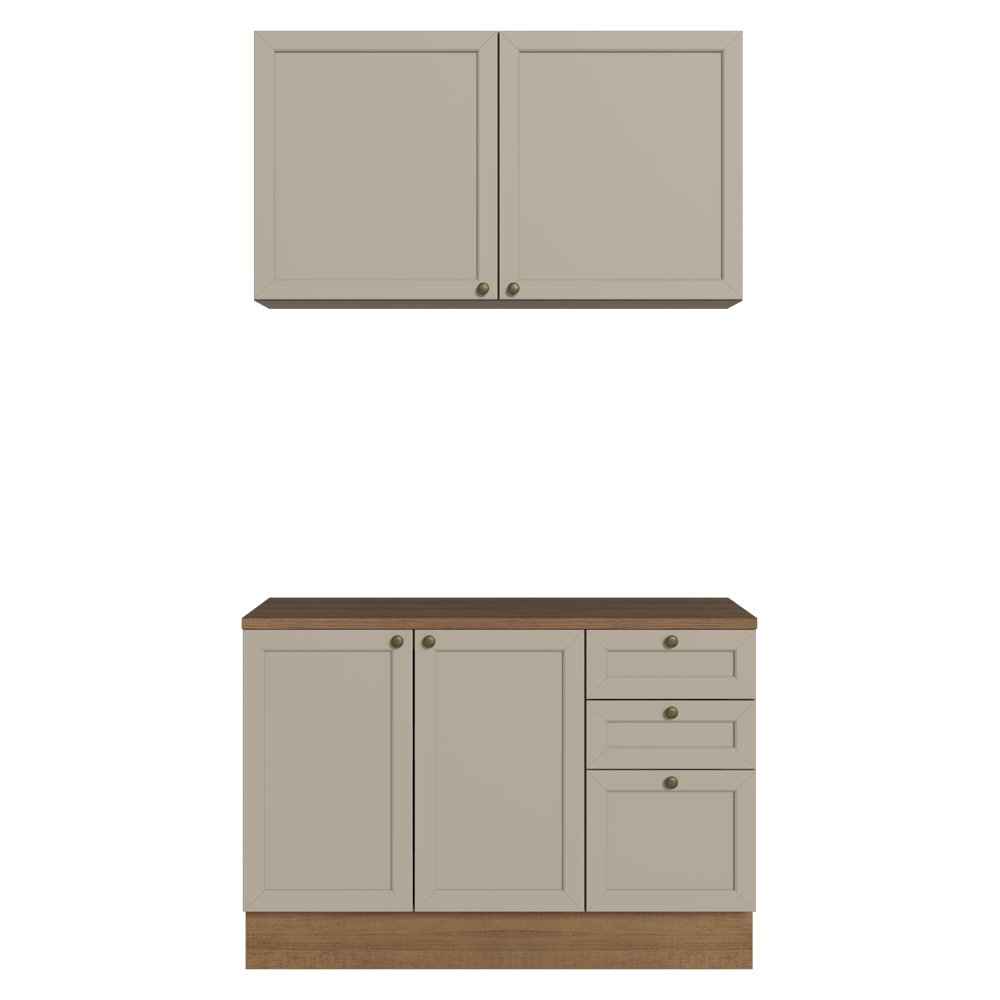 Armário de Cozinha Compacta 120 cm Rustic/Crema Vik Madesa 01