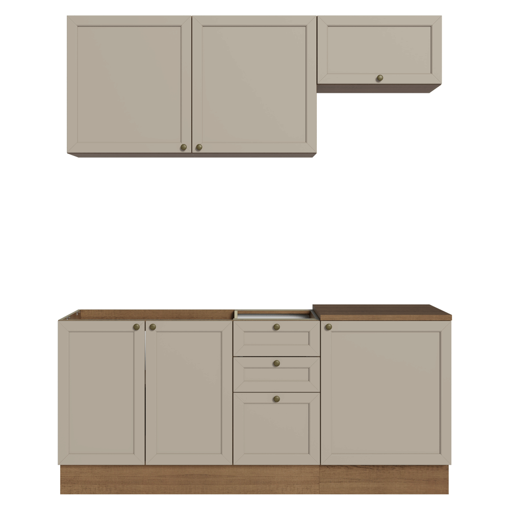 Armário de Cozinha Compacta 180 cm Rustic/Crema Vik Madesa 01