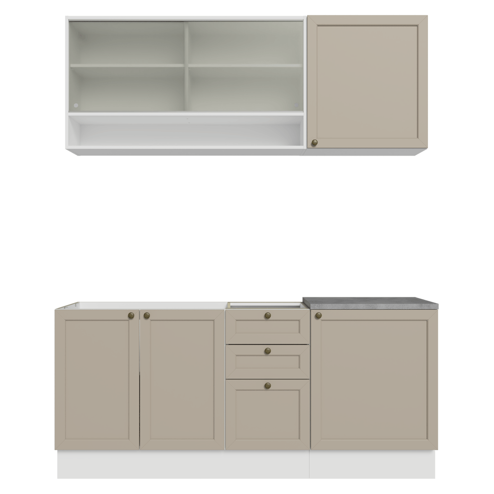 Armário de Cozinha Compacta 180 cm Branco/Crema Vik Madesa 03