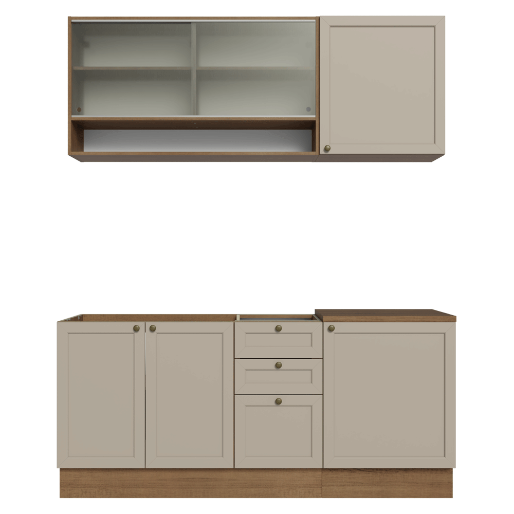 Armário de Cozinha Compacta 180 cm Rustic/Crema Vik Madesa 03