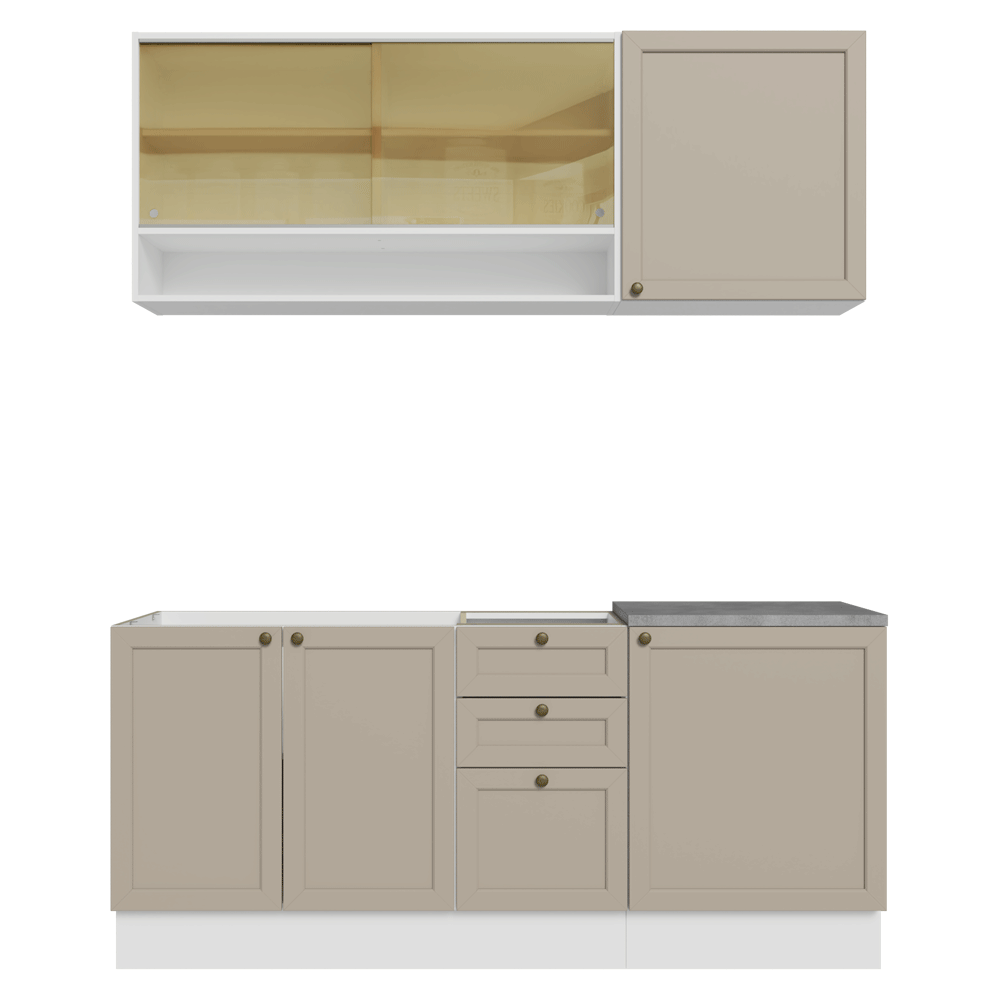 Armário de Cozinha Compacta 180 cm Branco/Crema Vik Madesa 04