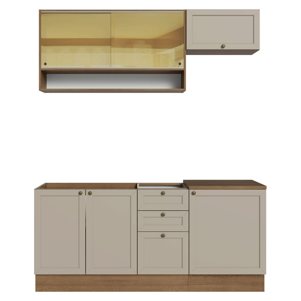 Armário de Cozinha Compacta 180 cm Rustic/Crema Vik Madesa 05