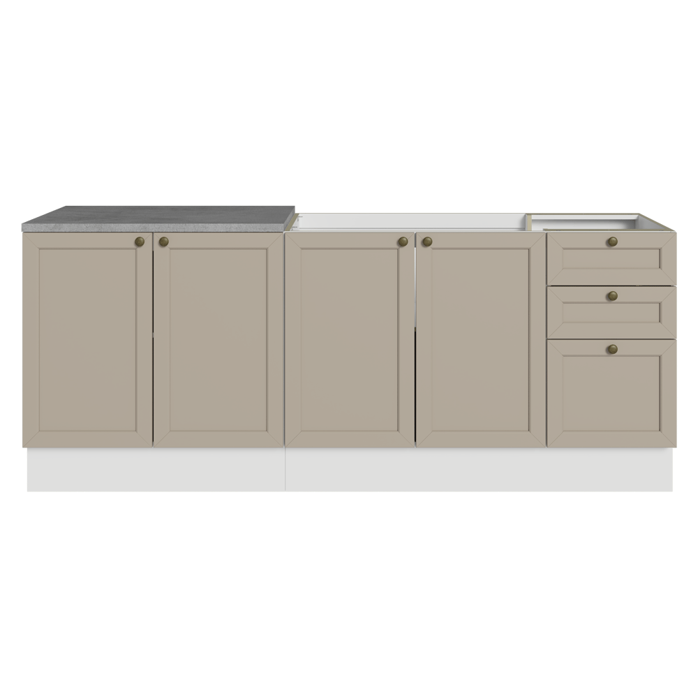 Kit com 2 Balcões de Cozinha 3 Gavetas 4 Portas (Sem Tampo e Pia) Branco/Crema Vik Madesa 01