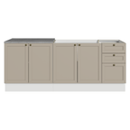 Kit com 2 Balcões de Cozinha 3 Gavetas 4 Portas (Sem Tampo e Pia) Branco/Crema Vik Madesa 01
