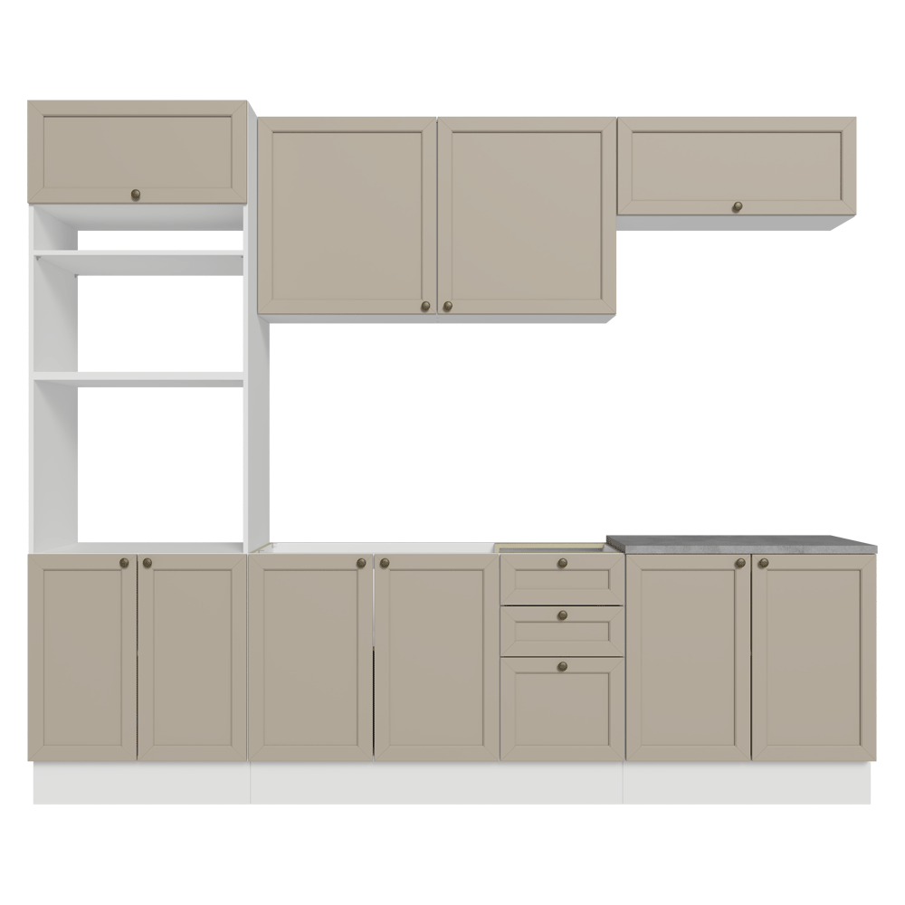 Armário de Cozinha Completa 270 cm Branco/Crema Vik Madesa 01