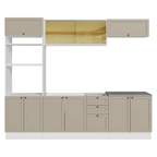Armário de Cozinha Completa 270 cm Branco/Crema Vik Madesa 02