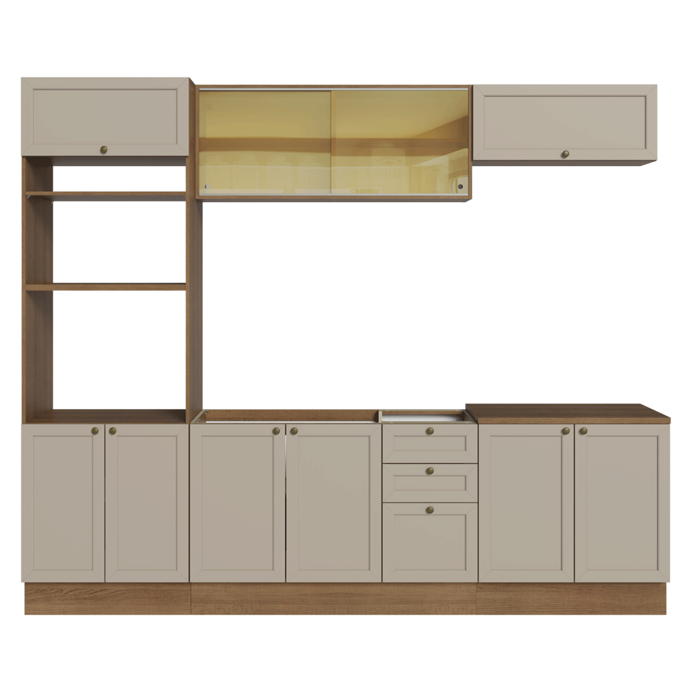 Armário de Cozinha Completa 270 cm Rustic/Crema Vik Madesa 02