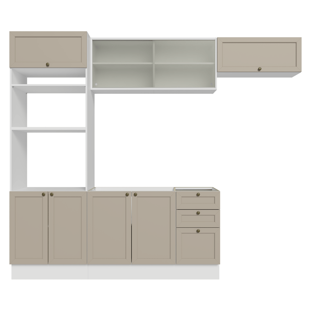 Armário de Cozinha Completa 270 cm Branco/Crema Vik Madesa 03