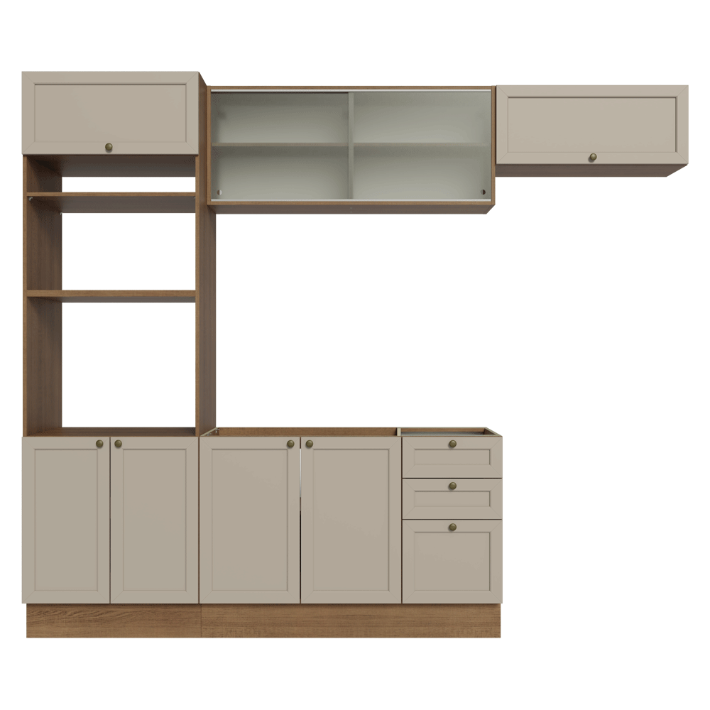 Armário de Cozinha Completa 270 cm Rustic/Crema Vik Madesa 03