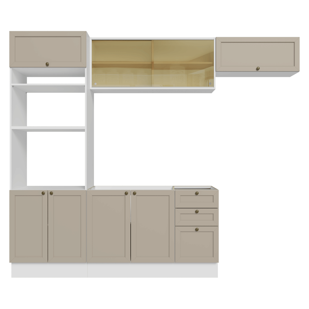 Armário de Cozinha Completa 270 cm Branco/Crema Vik Madesa 04