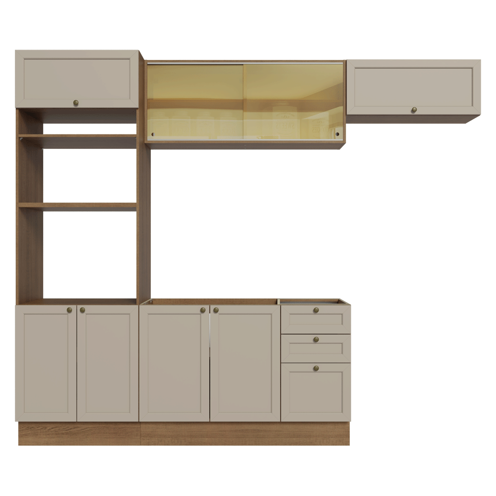 Armário de Cozinha Completa 270 cm Rustic/Crema Vik Madesa 04