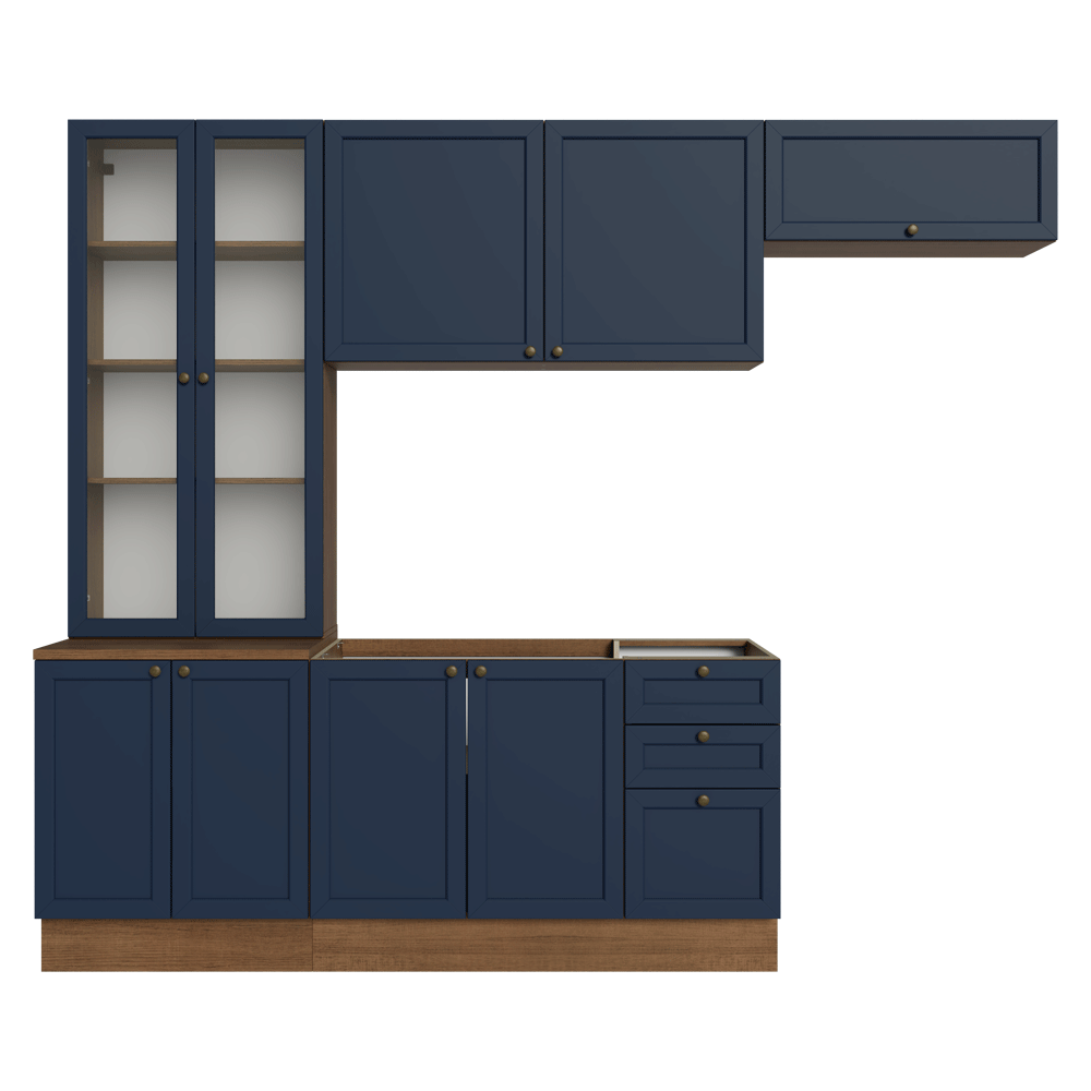 Armário de Cozinha Completa 270 cm Rustic/Azul Vik Madesa 05
