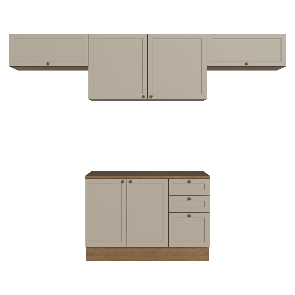 Armário de Cozinha Completa 280 cm Rustic/Crema Vik Madesa 01