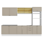 Armário de Cozinha Completa 310 cm Branco/Crema Vik Madesa 01