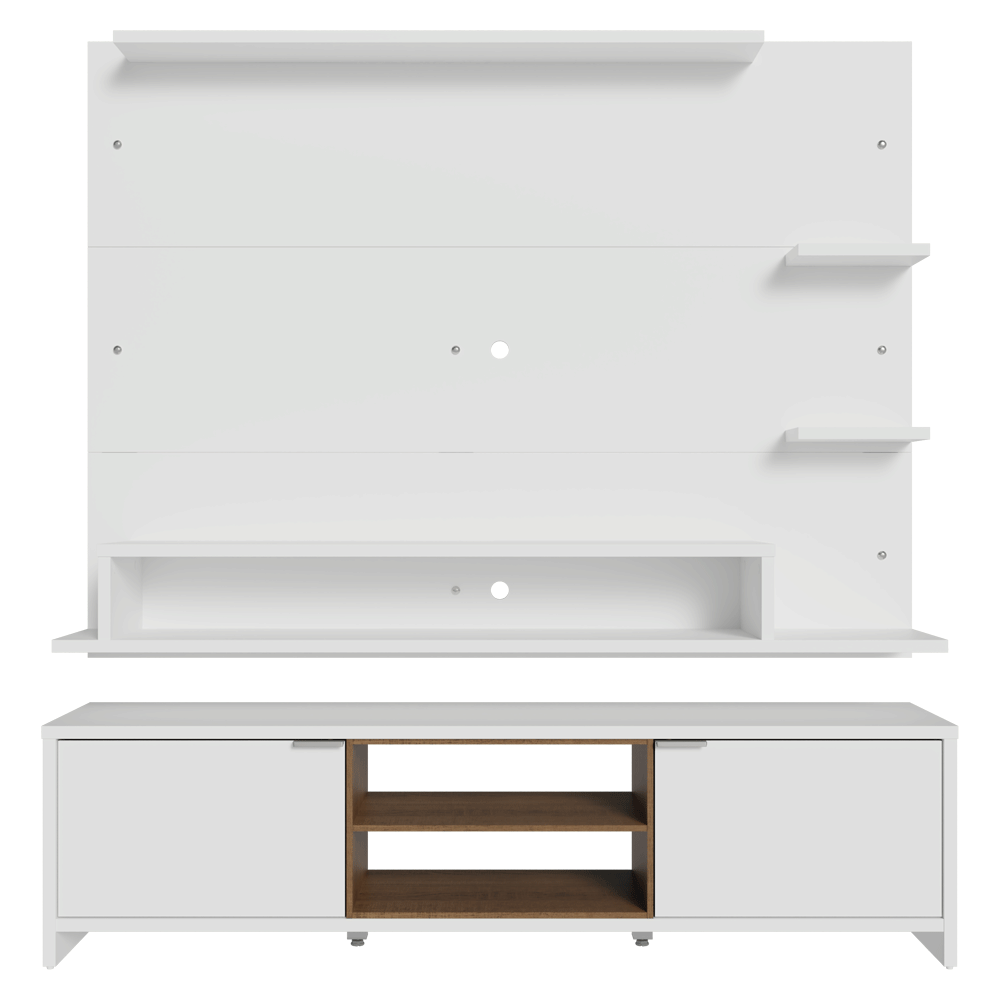 Rack com Painel para TV até 60 Polegadas 180 cm Branco/Rustic Metz Madesa