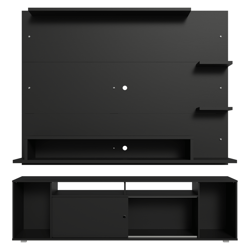 Rack com Painel para TV até 60 Polegadas 180 cm Preto Cancun Madesa