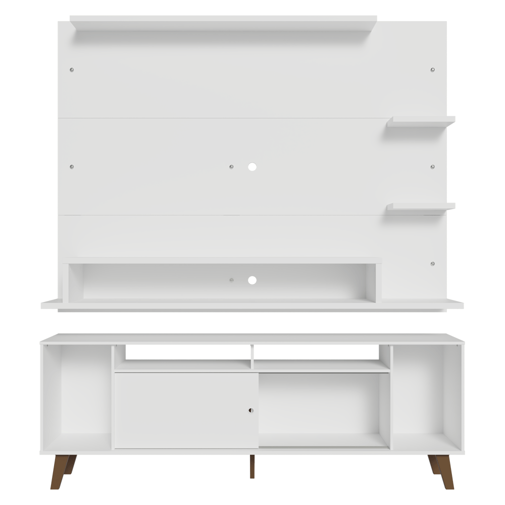 Rack com Painel para TV até 60 Polegadas 180 cm com Pés Branco/Rustic Cancun Madesa