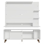 Rack com Painel para TV até 60 Polegadas 180 cm com Pés Branco/Rustic Cancun Madesa