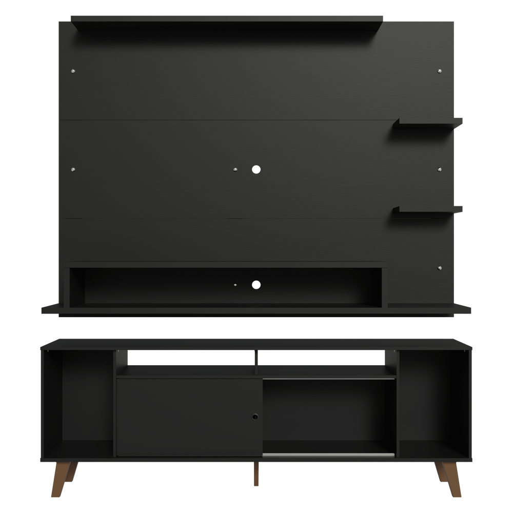 Rack com Painel para TV até 60 Polegadas 180 cm com Pés Preto/Rustic Cancun Madesa