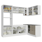 Armário de Cozinha Completa de Canto 399 cm Branco/Crema Vik Madesa 02