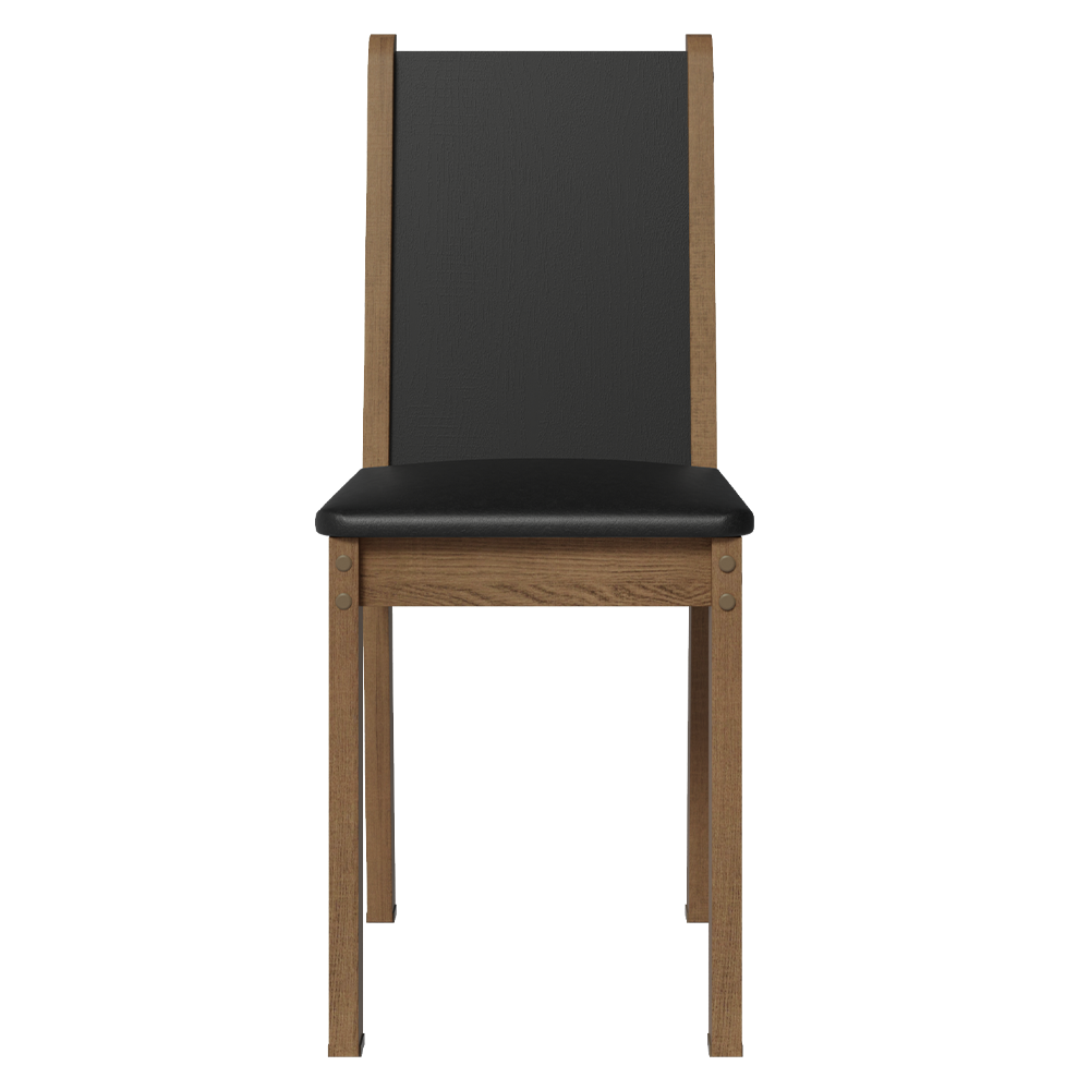 Conjunto Sala de Jantar Mesa Tampo de Vidro 6 Cadeiras Preto/Rustic Heloísa Madesa
