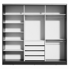 Guarda-Roupa Casal 100% MDF 3 Portas de Correr com Espelho Preto/Rustic Madesa Royale