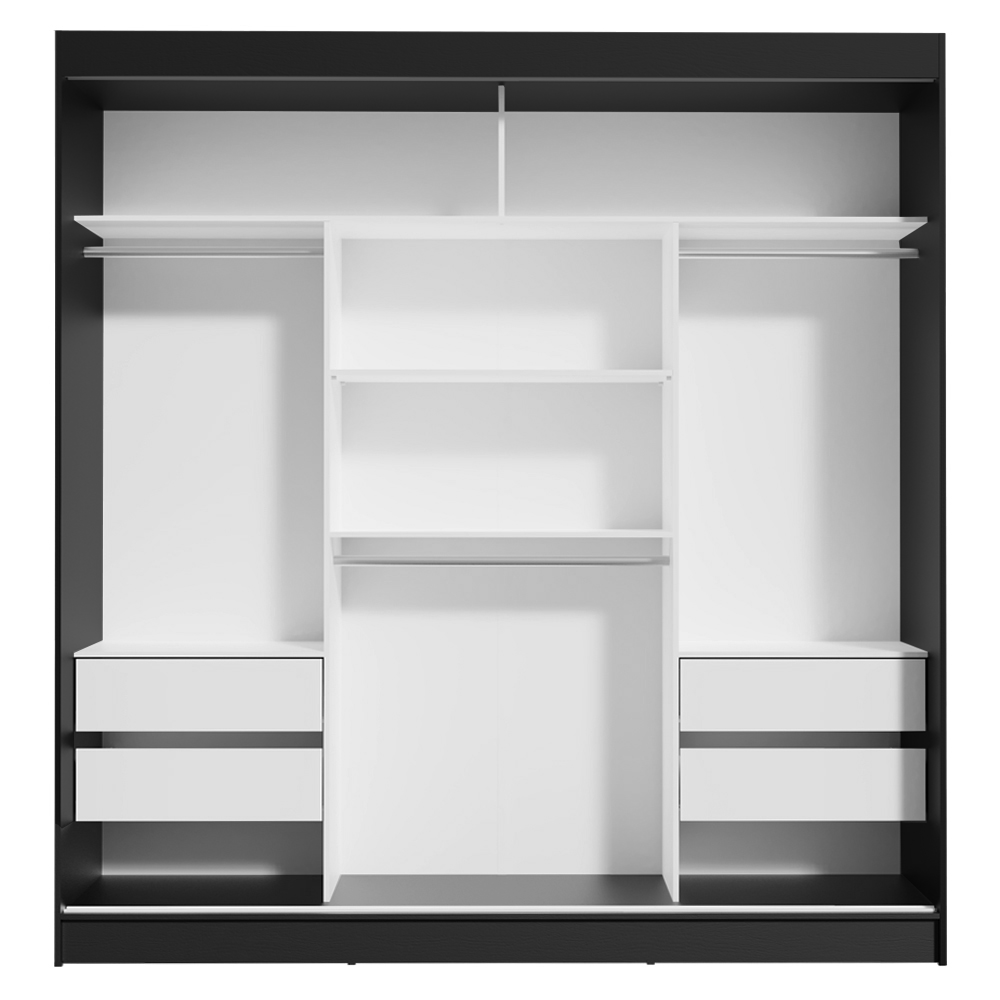 Guarda-Roupa Casal 3 Portas de Correr com Espelho Preto Madesa Reno