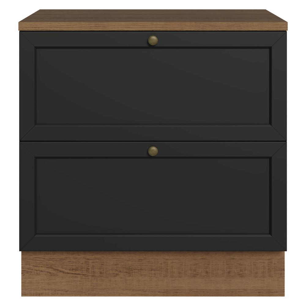 Balcão de Cozinha 80 cm 2 Gavetas Rustic/Preto Vik Madesa