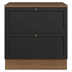 Balcão de Cozinha 80 cm 2 Gavetas Rustic/Preto Vik Madesa