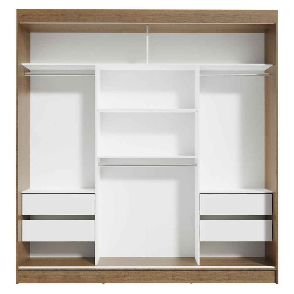 Guarda-Roupa Casal 3 Portas de Correr com Espelho Rustic/Branco Madesa Reno