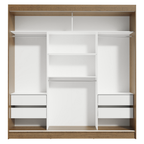 Guarda-Roupa Casal 3 Portas de Correr com Espelho Rustic/Branco Madesa Reno