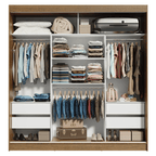 Guarda-Roupa Casal 3 Portas de Correr com Espelho Rustic/Cinza Madesa Reno