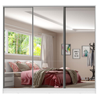 Guarda-Roupa Casal 100% MDF 3 Portas de Correr de Espelho Branco Royale Madesa