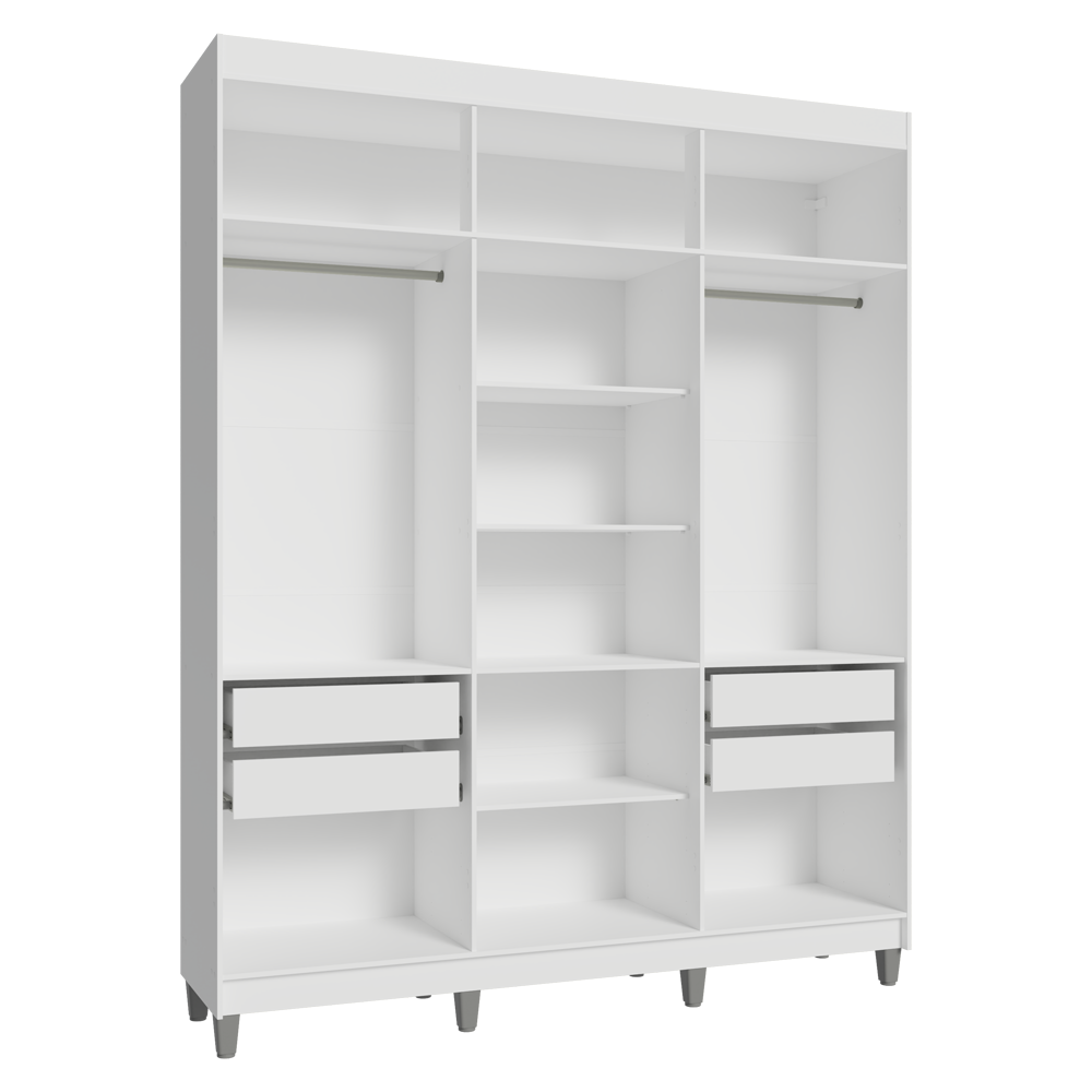 Guarda-Roupa Closet com Pés 4 Gavetas 180cm Branco Venus Madesa