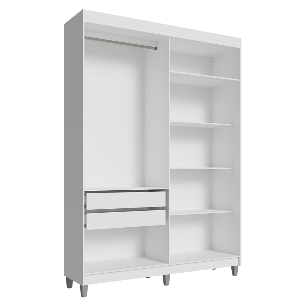 Guarda-Roupa Closet com Pés 2 Gavetas 121 cm Branco Venus Madesa