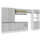 Armário de Cozinha Completa 100% MDF 350cm Smart Branco Brilhante Madesa 01