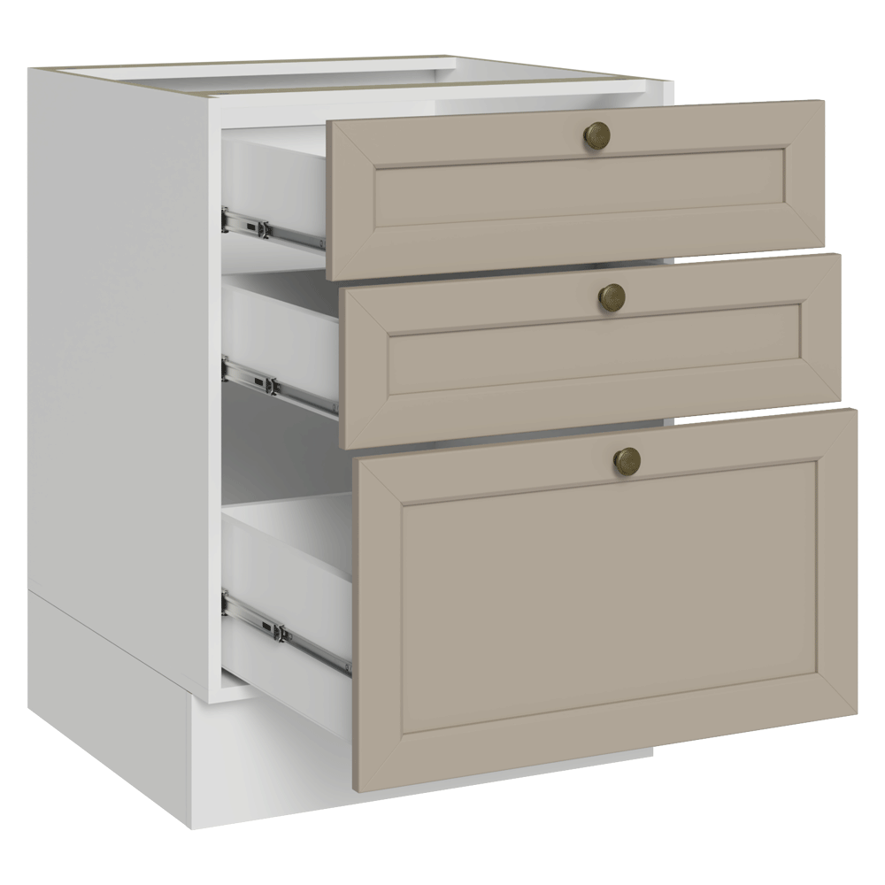 Balcão de Cozinha 60 x 60 cm 3 Gavetas (Sem Tampo) Branco/Crema Vik Madesa