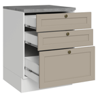 Balcão de Cozinha 60 x 60 cm 3 Gavetas (Com Tampo) Branco/Crema Vik Madesa