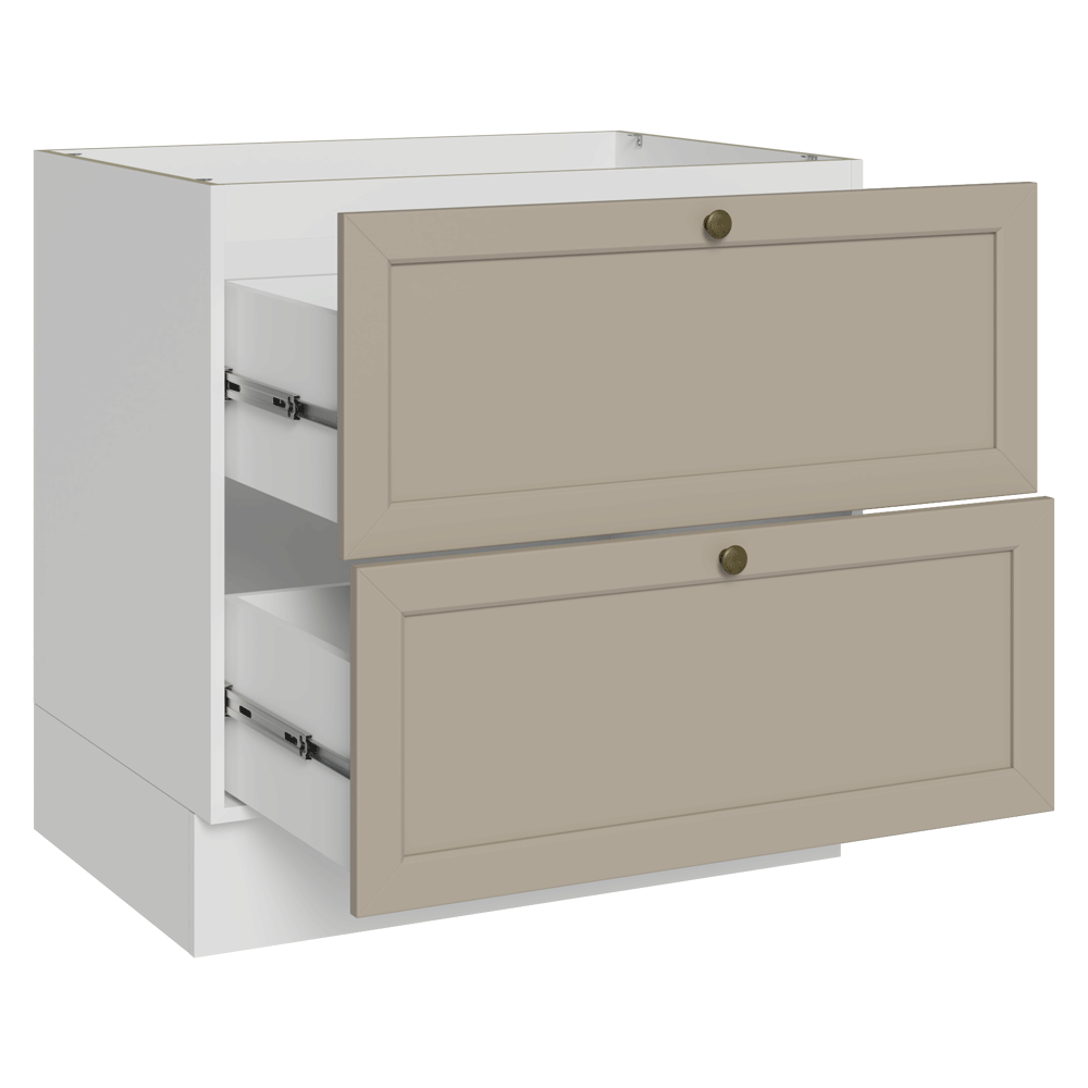 Balcão de Cozinha 80 x 60 cm 2 Gavetas (Sem Tampo) Branco/Crema Vik Madesa